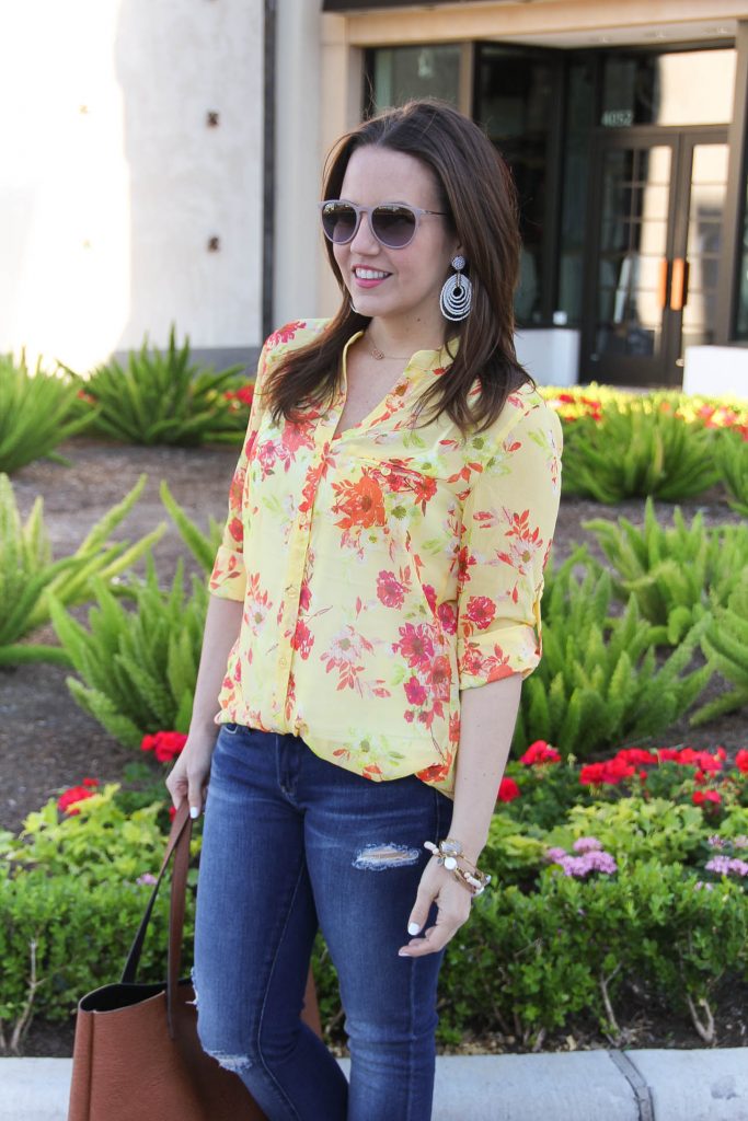 yellow floral top outfit