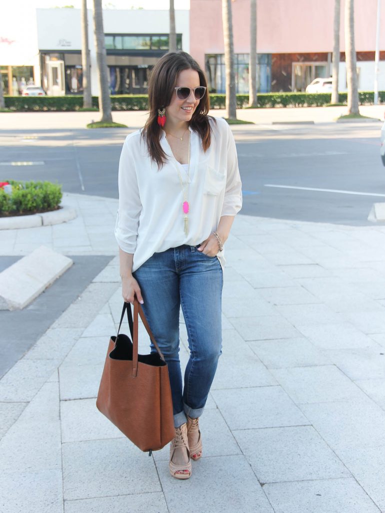 Summer Outfit | Wardrobe Basics | White Tunic | Blue Jeans | Lady in Violet | Houston Fashion Blogger