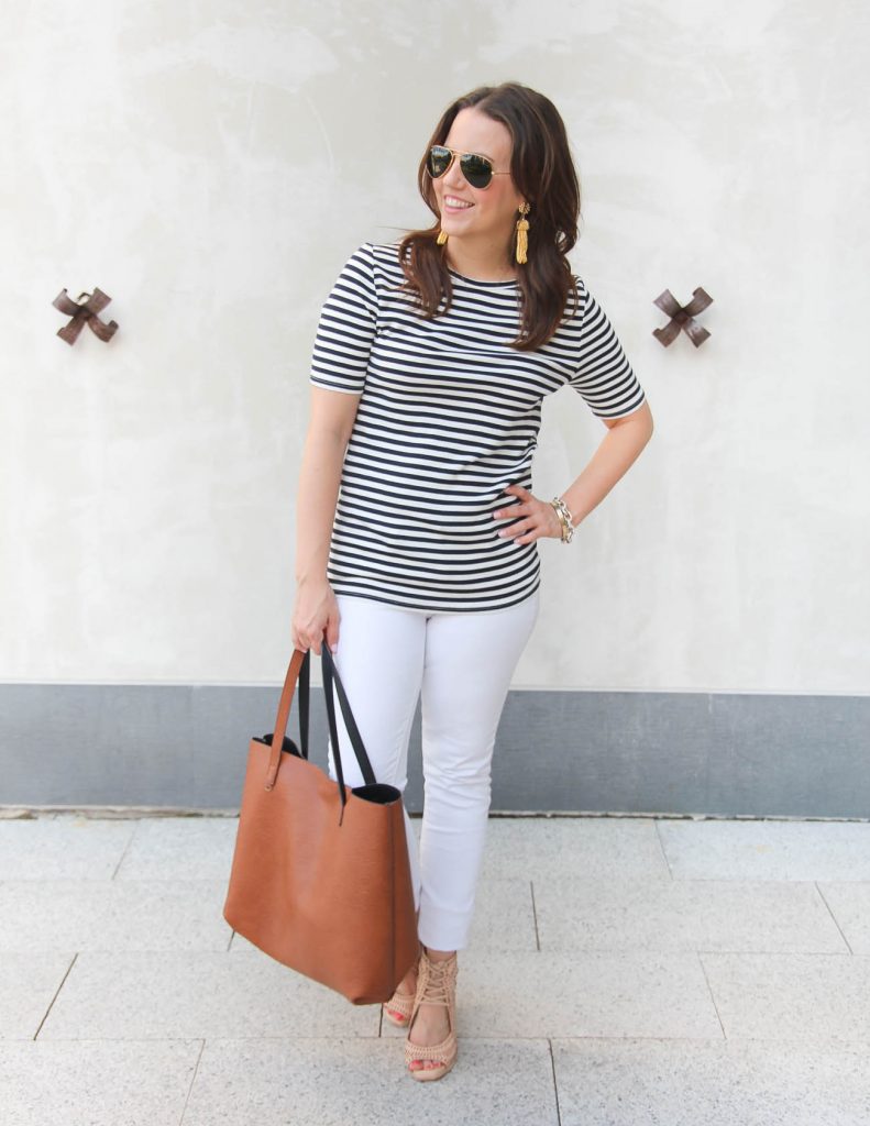 What to wear for the 4th of July | Navy striped tee | White Jeans | Lady in Violet | Houston Fashion Blogger