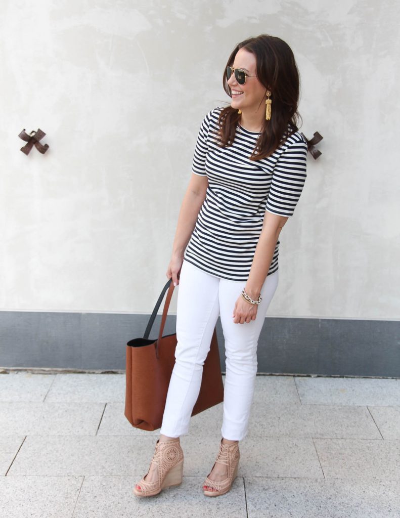 4th of July Outfit Idea | Striped Tee | White Skinny Jeans | Lady in Violet | Houston Fashion Blogger