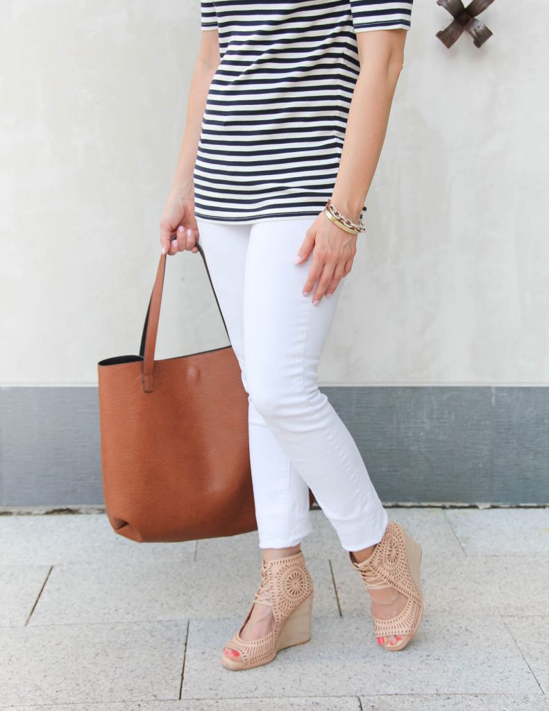 Spring Outfit | Paige Denim white skinny jeans | Jeffrey Campbell Wedges | Lady in Violet | Houston Style Blogger