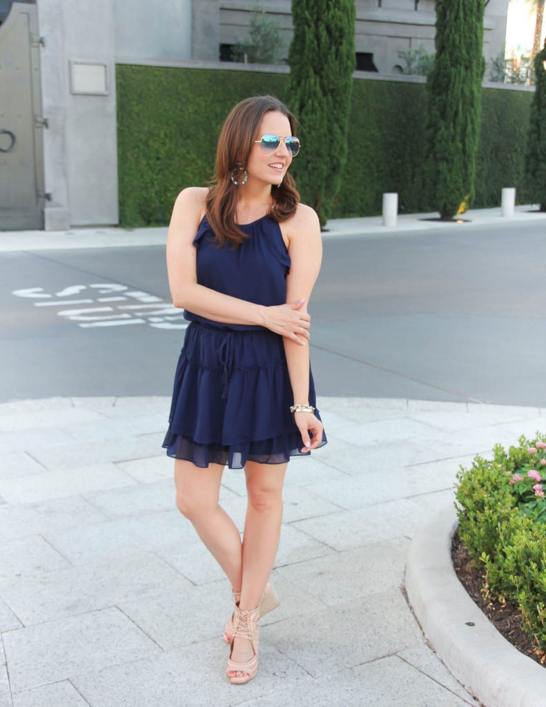 Navy blue clearance dress wedge sandals