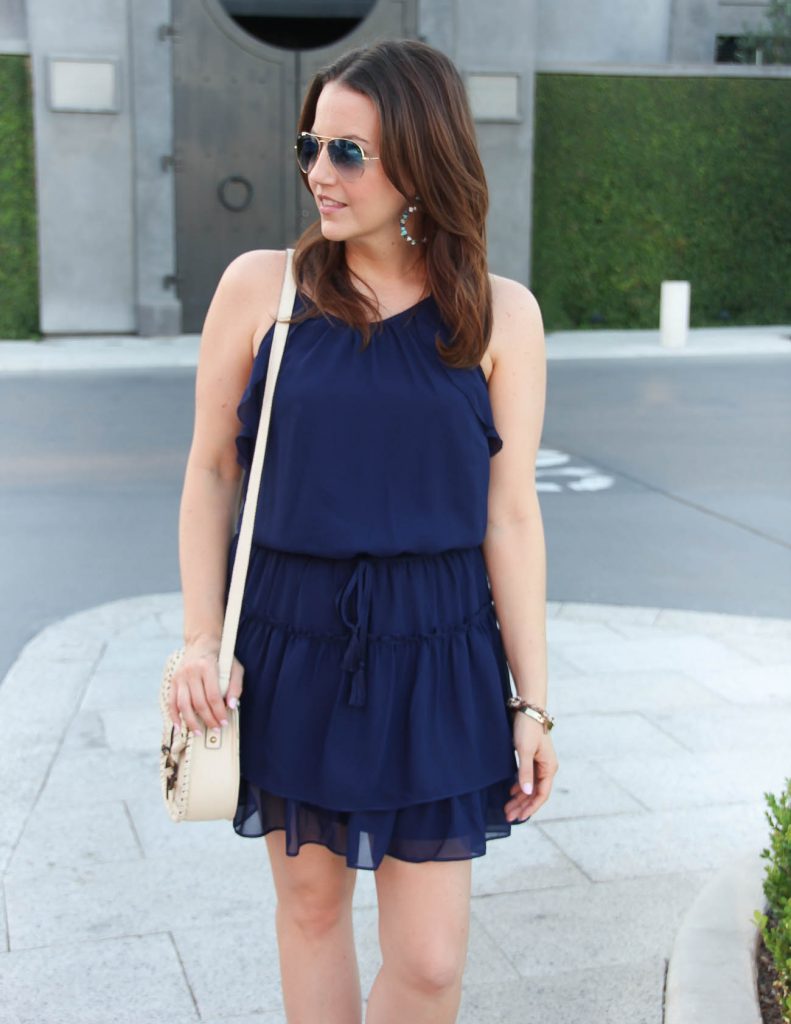 Summer Dress | Ivory Crossbody Bag | Blue Gradient Aviators | Lady in Violet | Houston Fashion Blogger