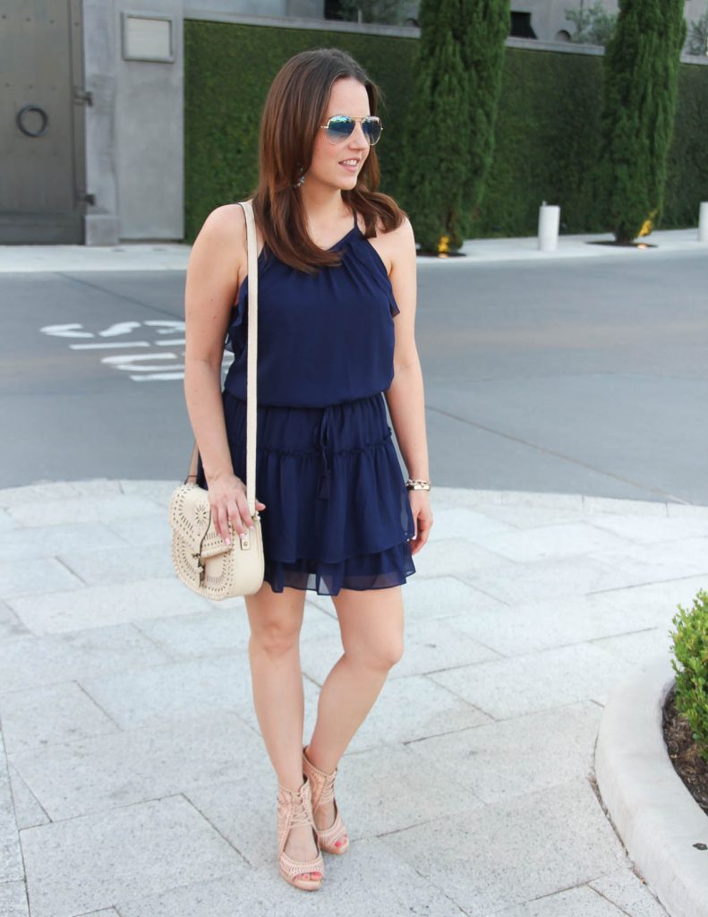 Summer Outfit | Navy Dress | Nude Wedges | Lady in Violet | Houston Style Blogger