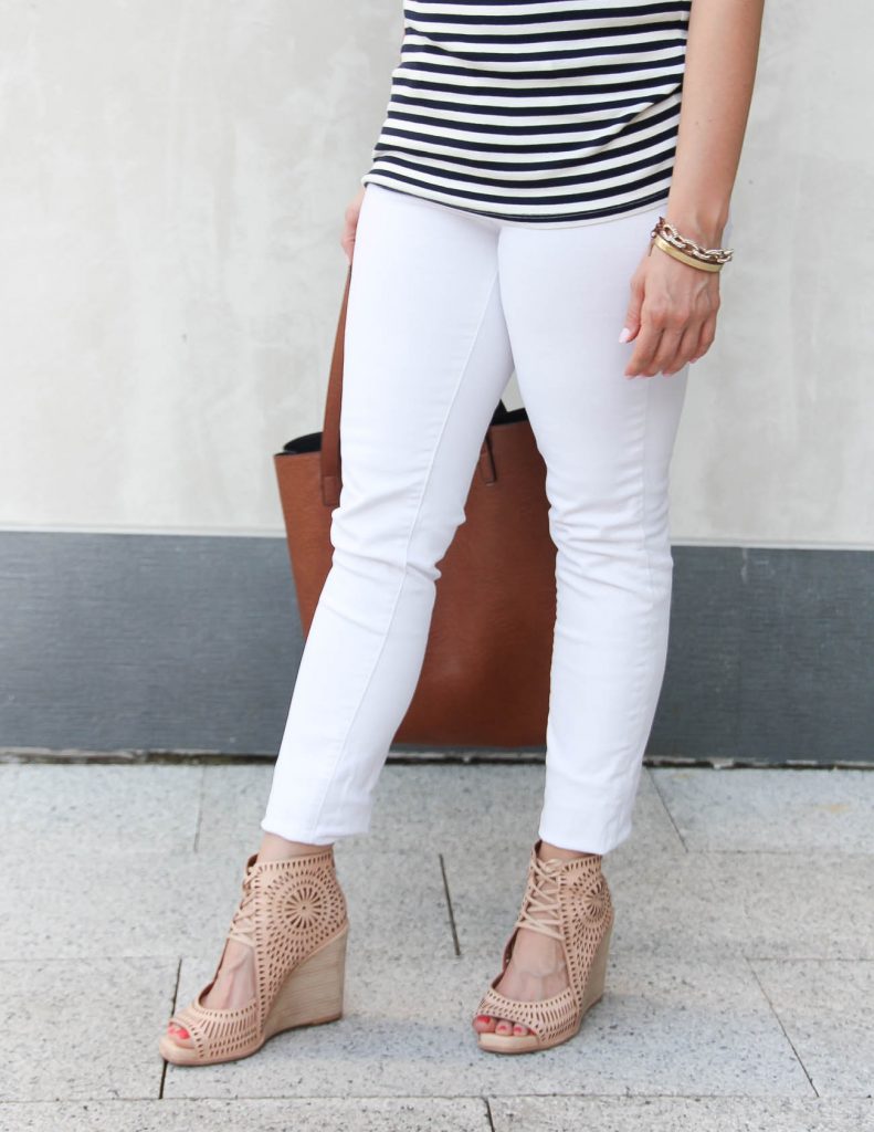 Summer Outfit | White Jeans | Nude Wedges | Lady in Violet | Houston Style Blogger