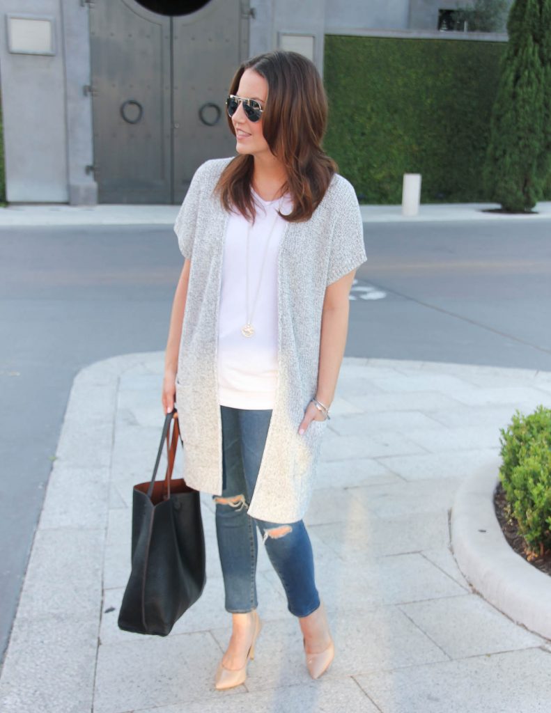 Casual Outfit | Short Sleeve Cardigan | Distressed Jeans | Lady in Violet | Houston Style Blogger