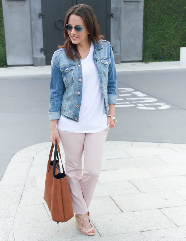 Summer Outfit | Denim Jacket | Pink Cotton Pants | Lady in Violet | Houston Fashion Blogger