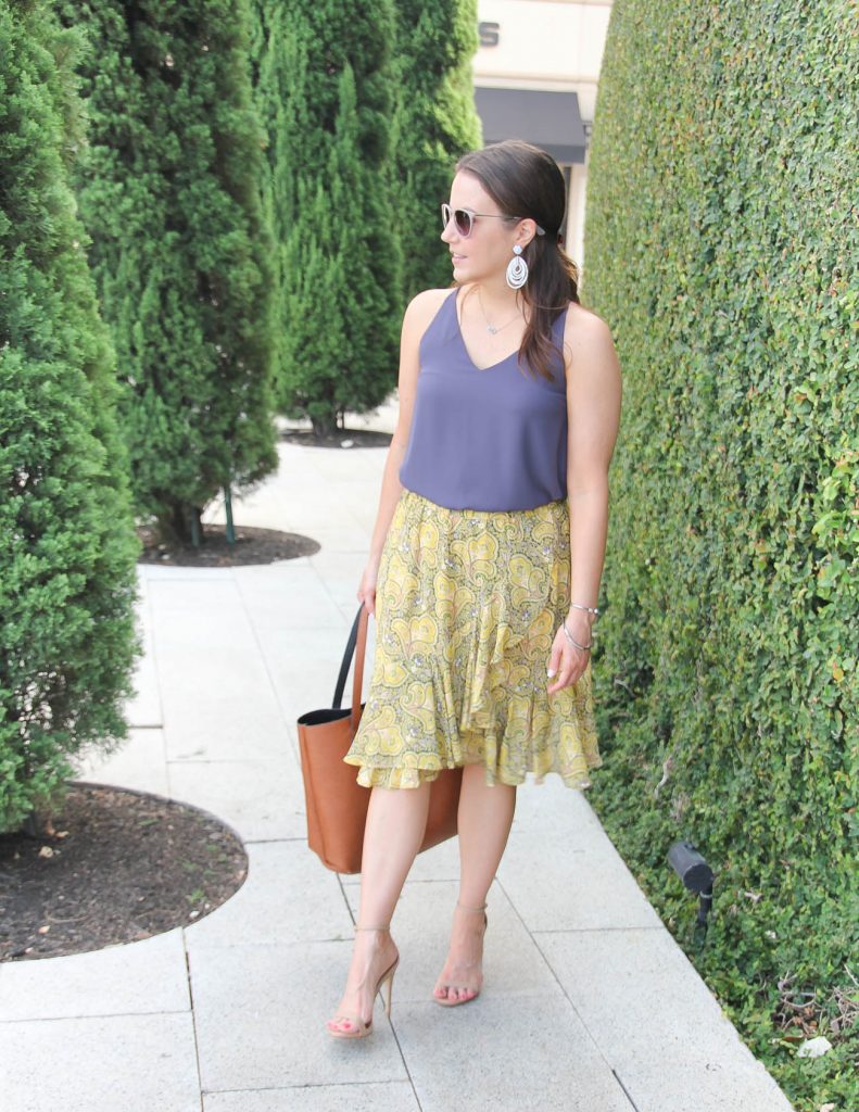 Summer Work Outfit | Yellow Ruffle Skirt | Purple Cami | Lady in Violet | Houston Fashion Blogger