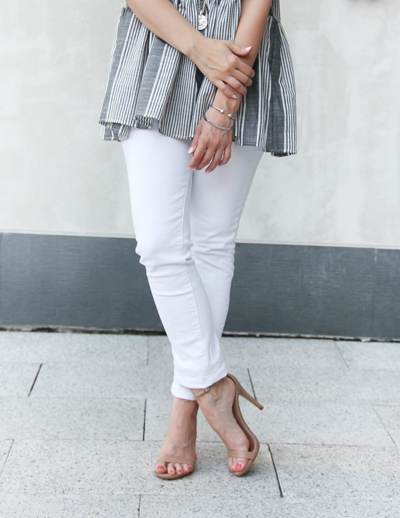 Summer Outfit | White Skinny Jeans | Neutral Heeled Sandals | Lady in Violet | Houston Style Blogger