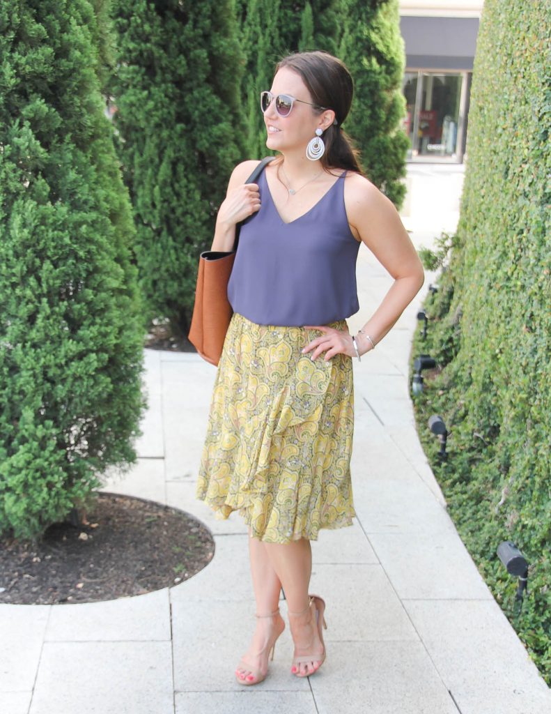 Summer Office Outfit | Purple Cami | Yellow Ruffle Skirt | Lady in Violet | Houston Style Blogger