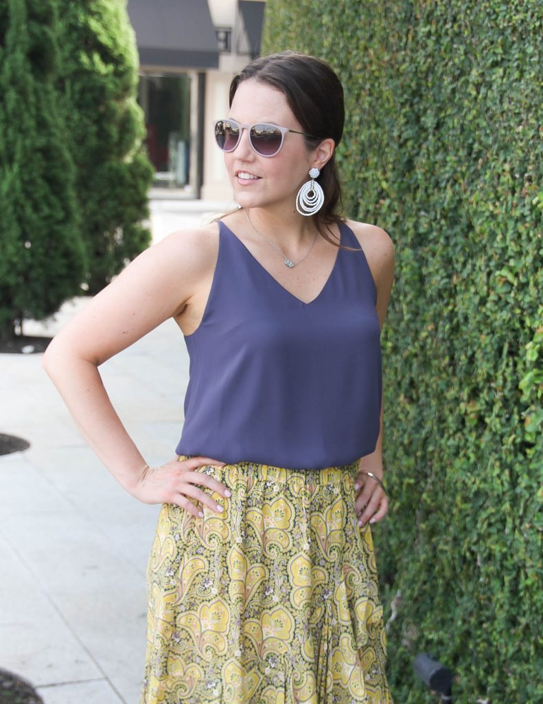 Summer Office Outfit | Purple Camisole | White Statement Earrings | Lady in Violet | Houston Fashion Blogger