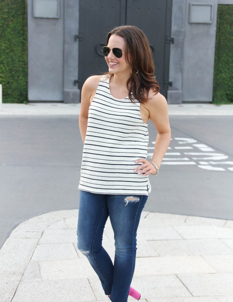 Summer Outfit | Striped Tank Top | Distressed Jeans | Lady in Violet | Houston Style Blogger