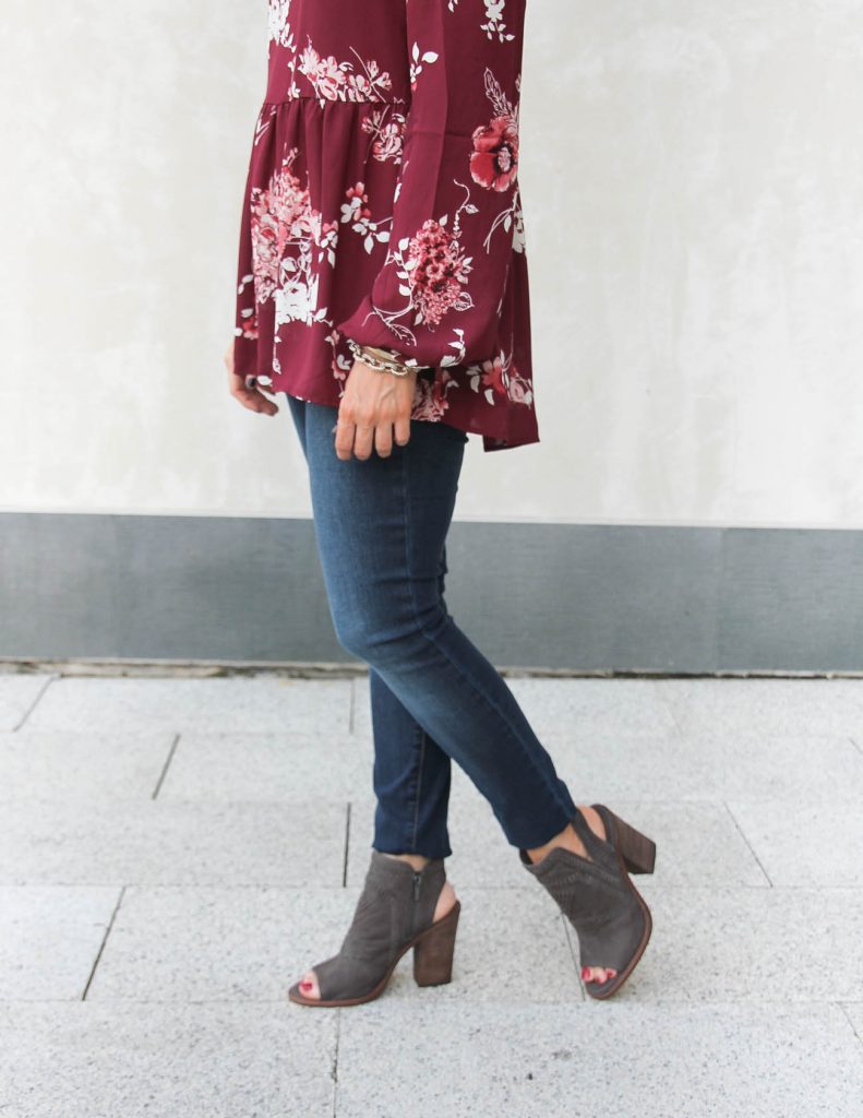 Fall Outfit | Articles of Society Jeans | Vince Camuto Peep toe booties | Lady in Violet | Houston Style Blogger