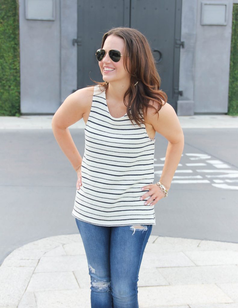 Summer Outfit | Striped Tank Top | Distressed Jeans | Lady in Violet | Houston Style Blogger