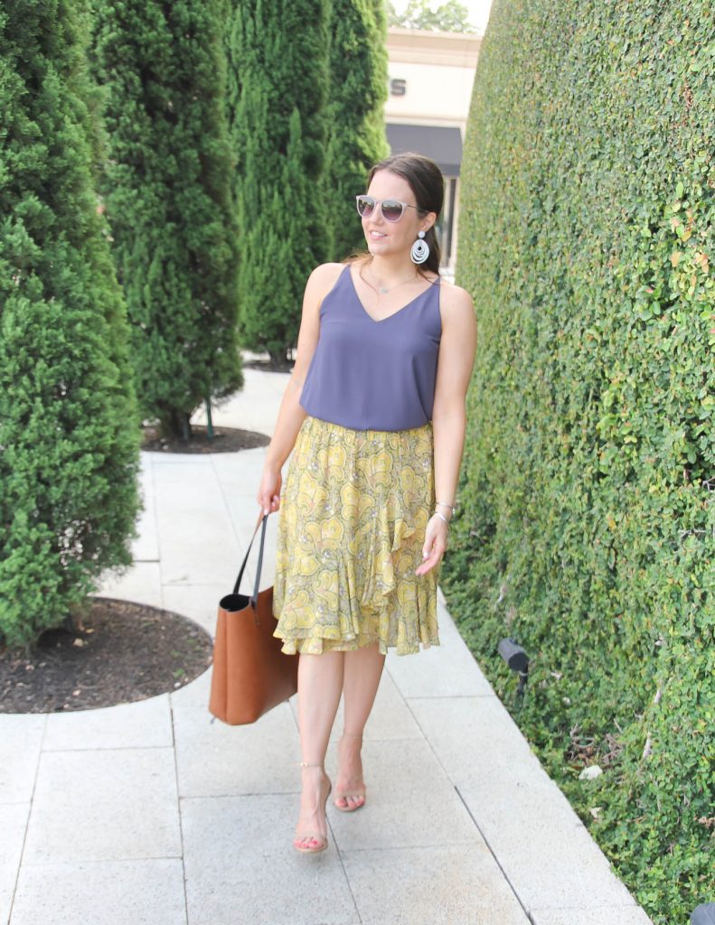 Summer Outfit | Purple Cami | Yellow Ruffle Skirt | Lady in Violet | Houston Fashion Blogger