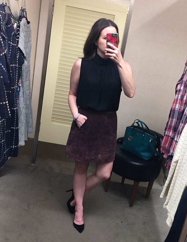 Fall Outfit | Black Sleeveless Turtleneck | Suede Skirt | Nordstrom Anniversary Sale