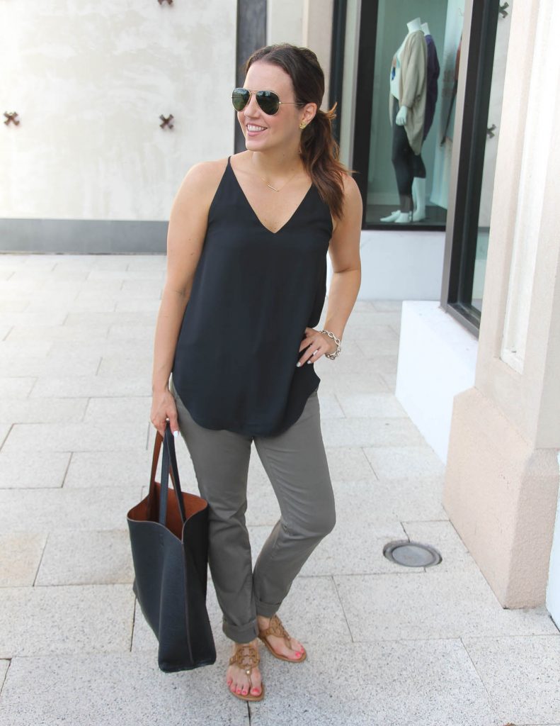 Summer Outfit | Black Cami | Olive Skinny Pants | Lady in Violet | Houston Fashion Blogger