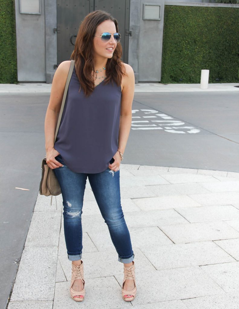 Summer Outfit | Purple Cami Top | Distressed Jeans | Lady in Violet | Houston Fashion Blogger