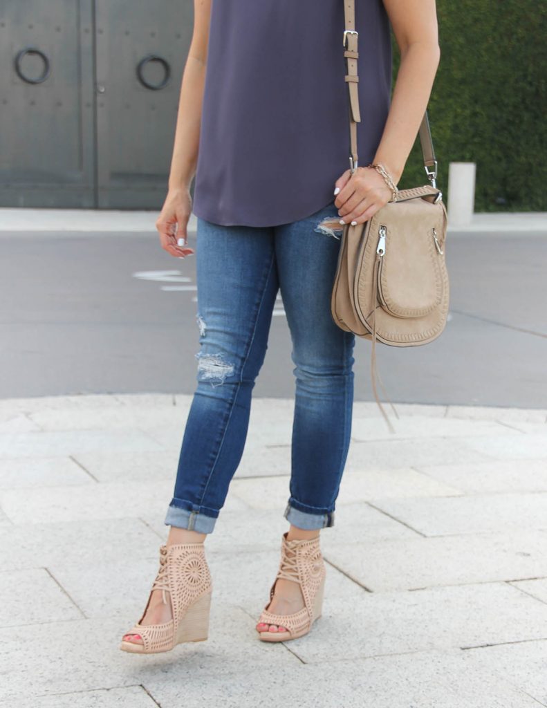 Summer Outfit | Blank NYC Distressed Jeans | Jeffrey Campbell Rayos Wedges | Lady in Violet | Houston Style Blogger