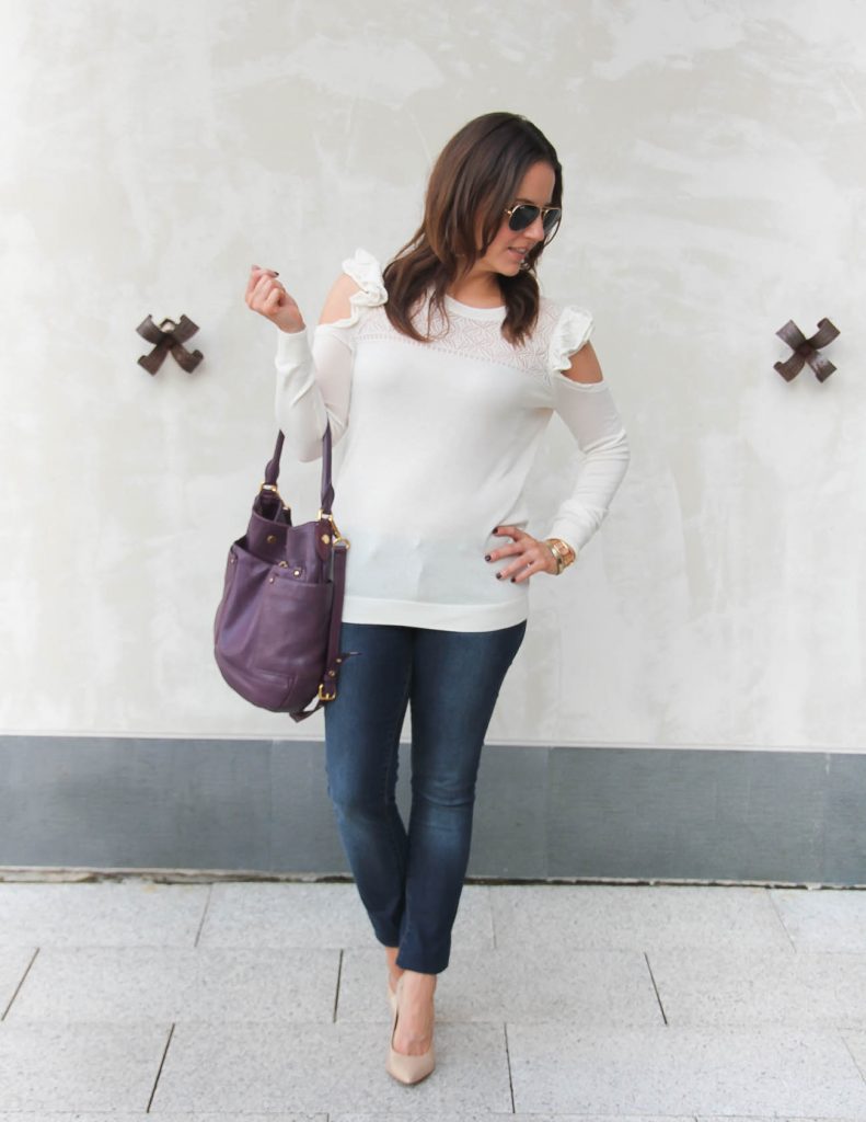 Casual Winter Outfit | Ivory Sweater | Skinny jeans | Lady in Violet | Houston Fashion Blogger