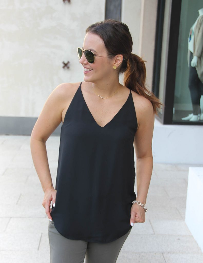 Summer Outfit | Black Tank | Gold Stud Earrings | Lady in Violet | Houston Fashion Blogger