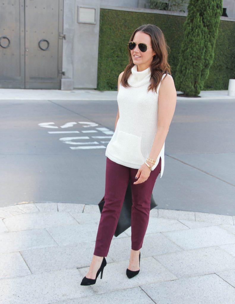 Fall Work Outfit | Ivory Sweater | Maroon Ankle Pants | Lady in Violet | Houston Fashion Blogger