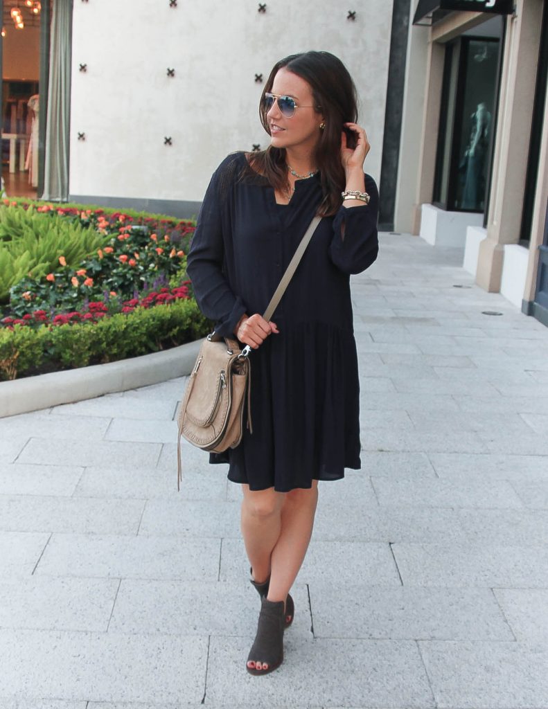 black dress with tan booties