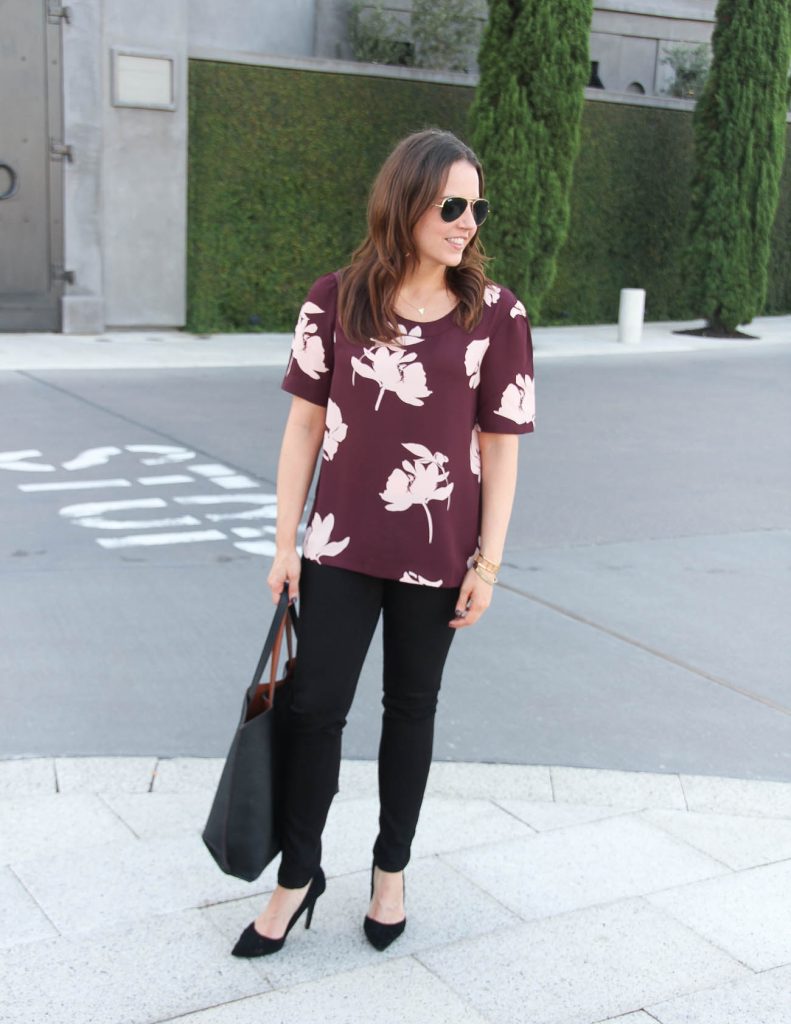 Work Outfit | Floral Blouse | Black Pants | Lady in Violet | Houston Style Blogger