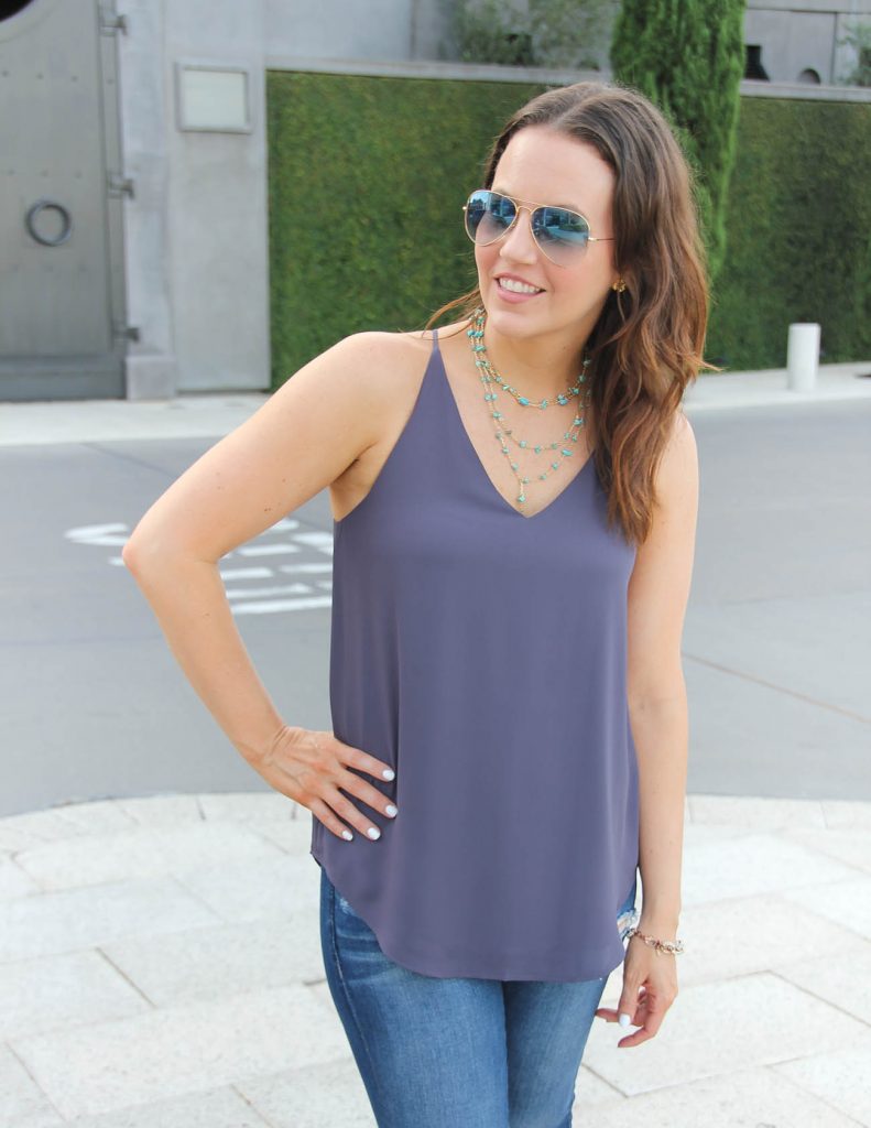 Summer Outfit | Loft Strappy Cami | Baublebar Y Choker Necklace | Lady in Violet | Houston Fashion Blogger
