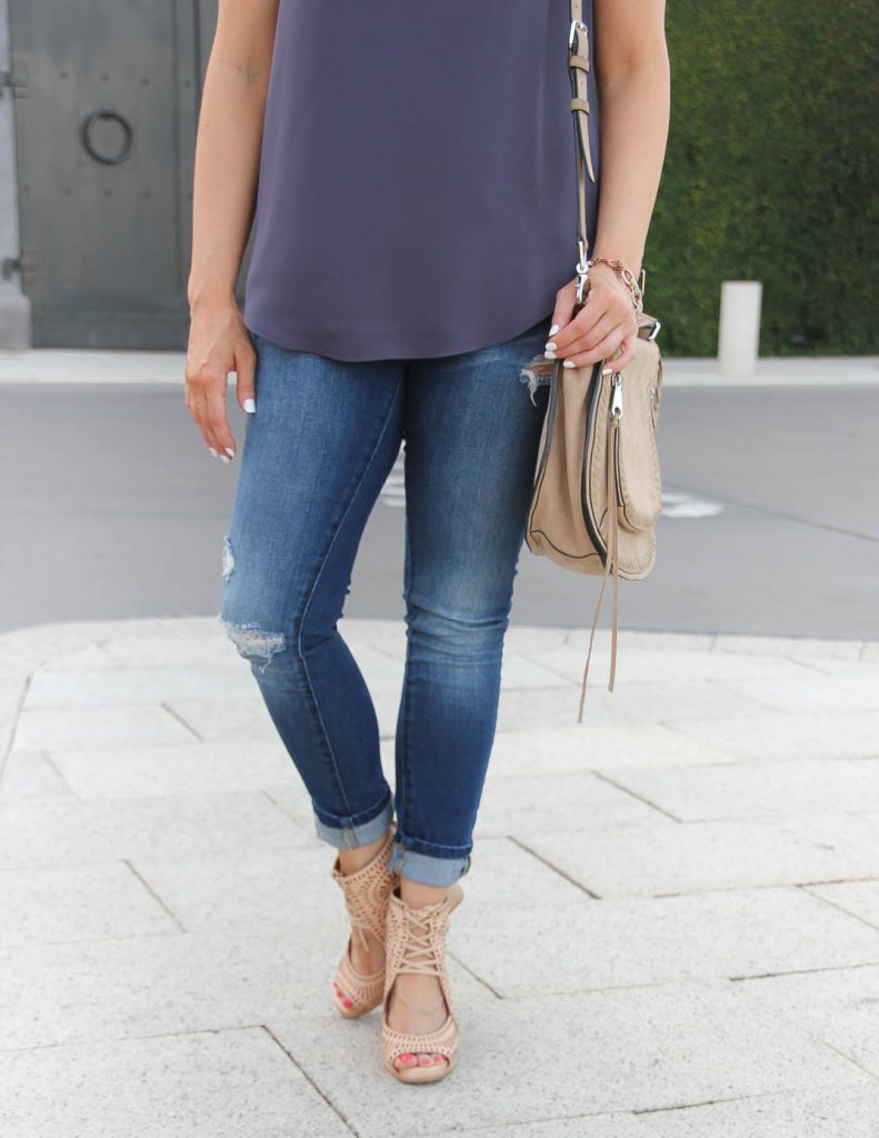 BlankNYC Distressed Jeans | Rebecca Minkoff Vanity Saddle Bag | Summer Outfit | Lady in Violet | Houston Fashion Blog