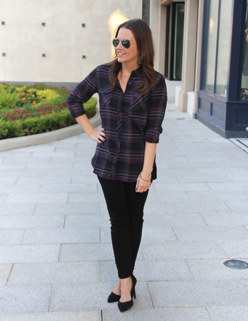 Fall Outfit | Black Plaid | Hudson Skinny Jeans | Lady in Violet | Houston Fashion Blogger