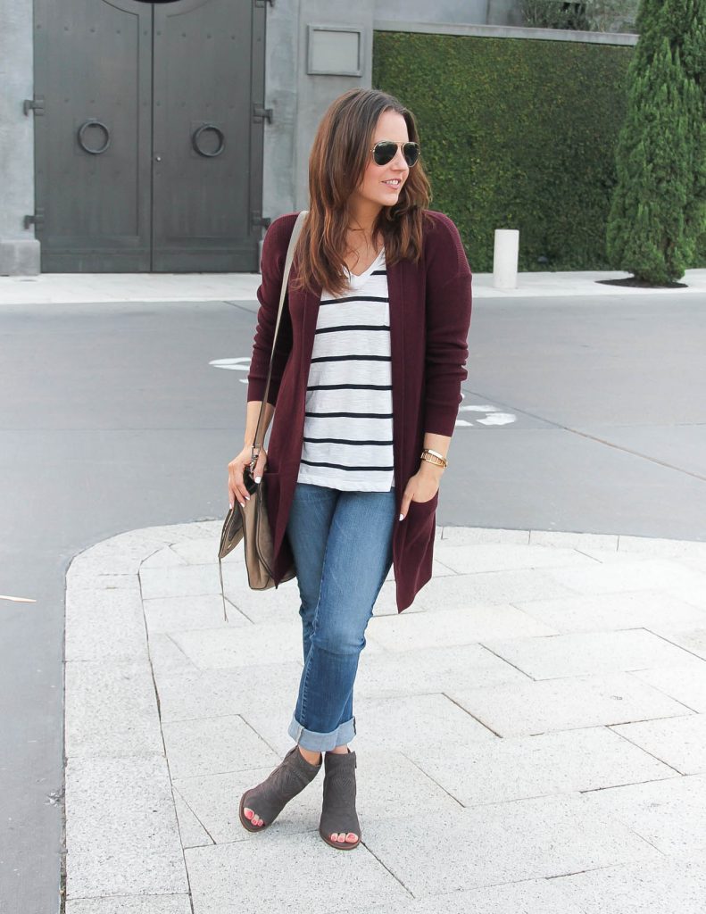 Fall Outfit | Burgundy Long Cardigan | Cuffed Jeans | Lady in Violet | Houston Fashion Blogger