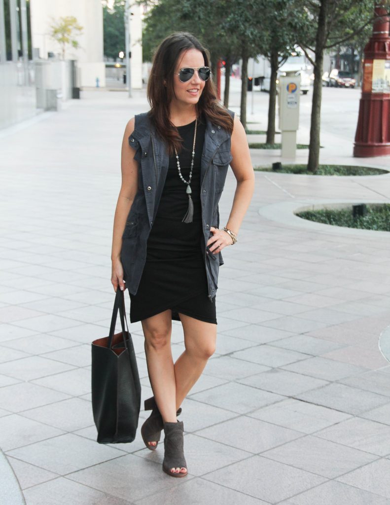 Fall Outfit | Leith Tank Dress | Gray Utility Vest | Houston Fashion Blogger