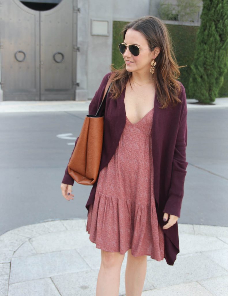 Casual Fall Outfit | Sundress | circle Cardigan | Lady in Violet Fashion Blog