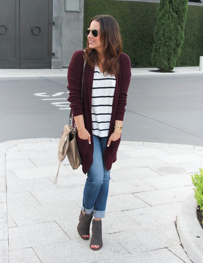 Casual Fall Outfit | Long Cardigan | Skinny Blue Jeans | Lady in Violet | Houston Fashion Blog