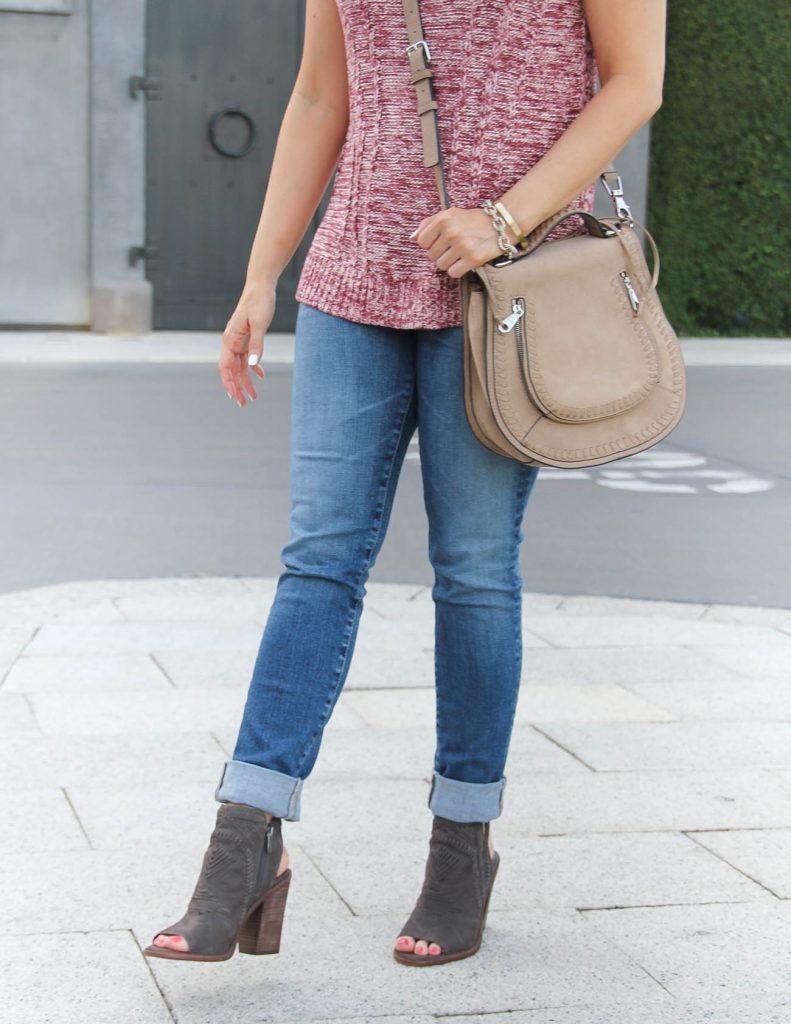 Jeans with shop open toe booties