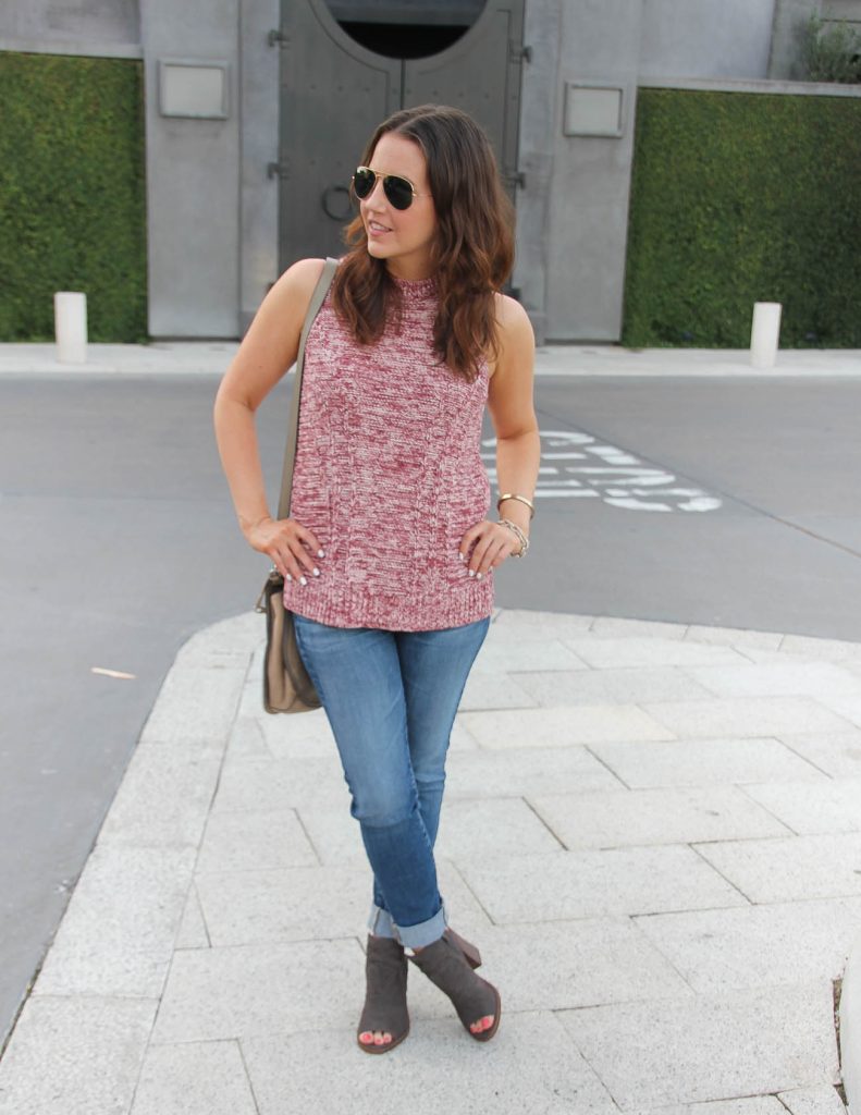 Fall Outfit | Sleeveless Sweater | Cuffed Jeans | Lady in Violet | Houston Fashion Blogger
