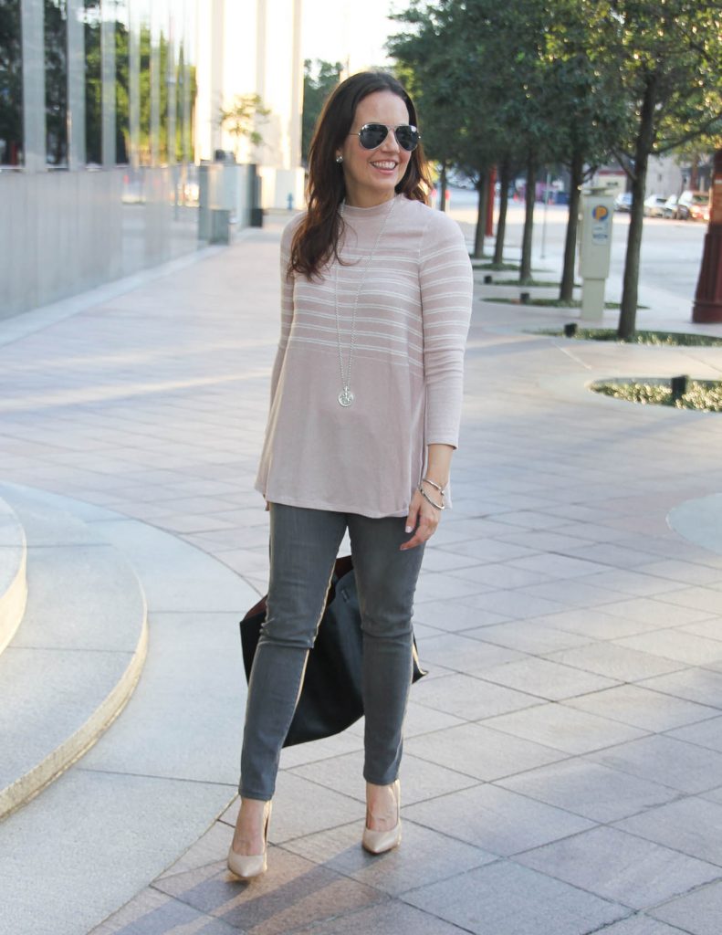 Fall Outfit | Blush Pink Sweater | Gray Jeans | Lady in Violet Fashion Blog