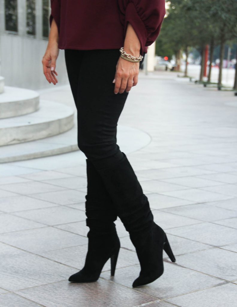 Black Slouchy Boots under $200 | Hudson Skinny Jeans | Houston Fashion Blogger Lady in Violet