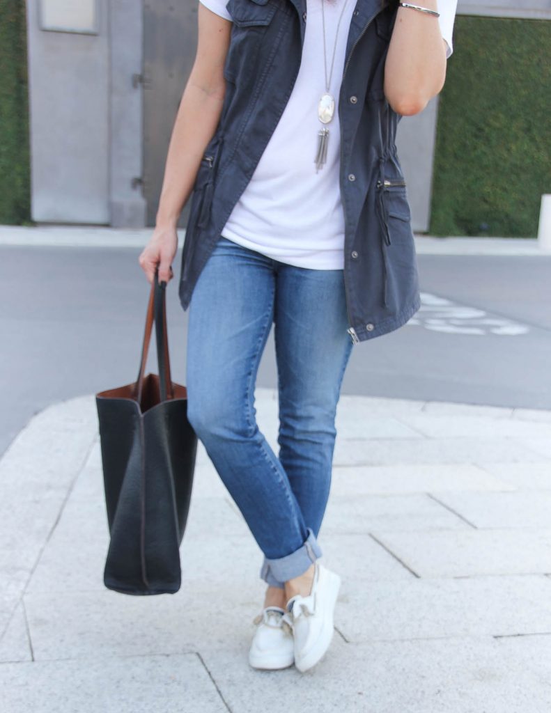 Casual Weekend Outfit | White Sneakers | Cuffed Jeans | Houston Fashion Blog Lady in Violet