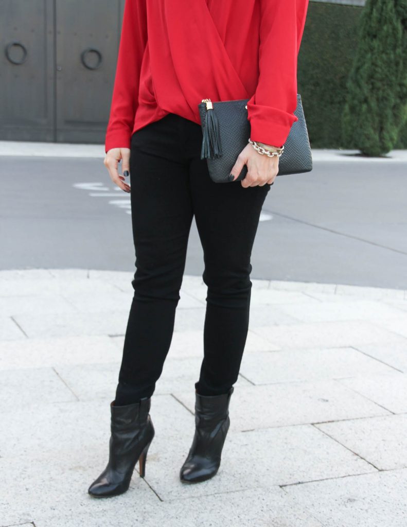 Outfits with red outlet blouse