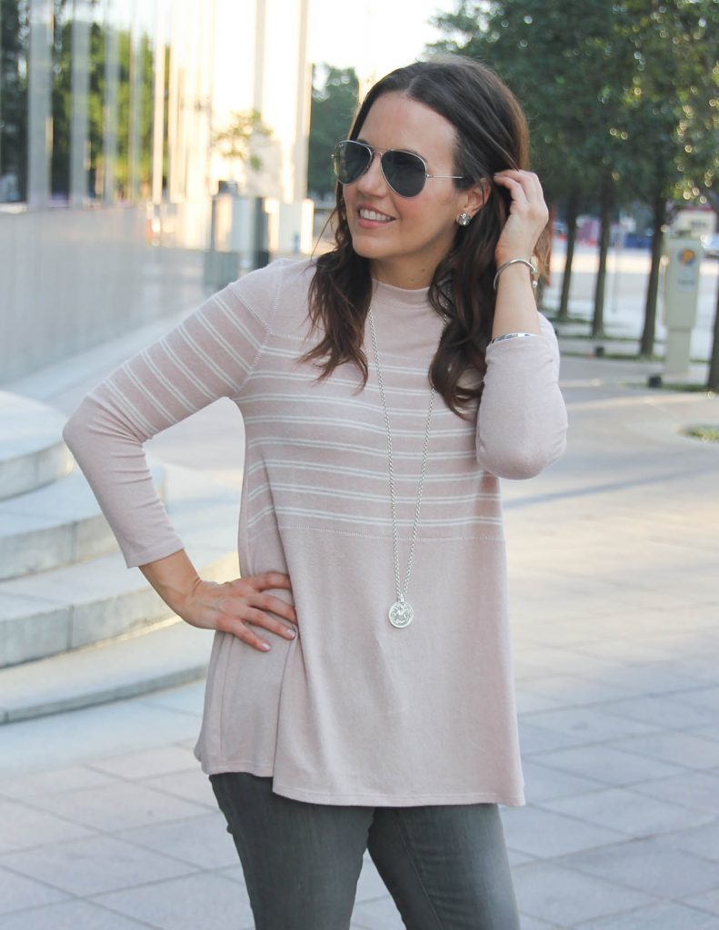 Cute Pink Sweater for Women | Coin Pendant Necklace | Lady in Violet Houston Fashion Blogger