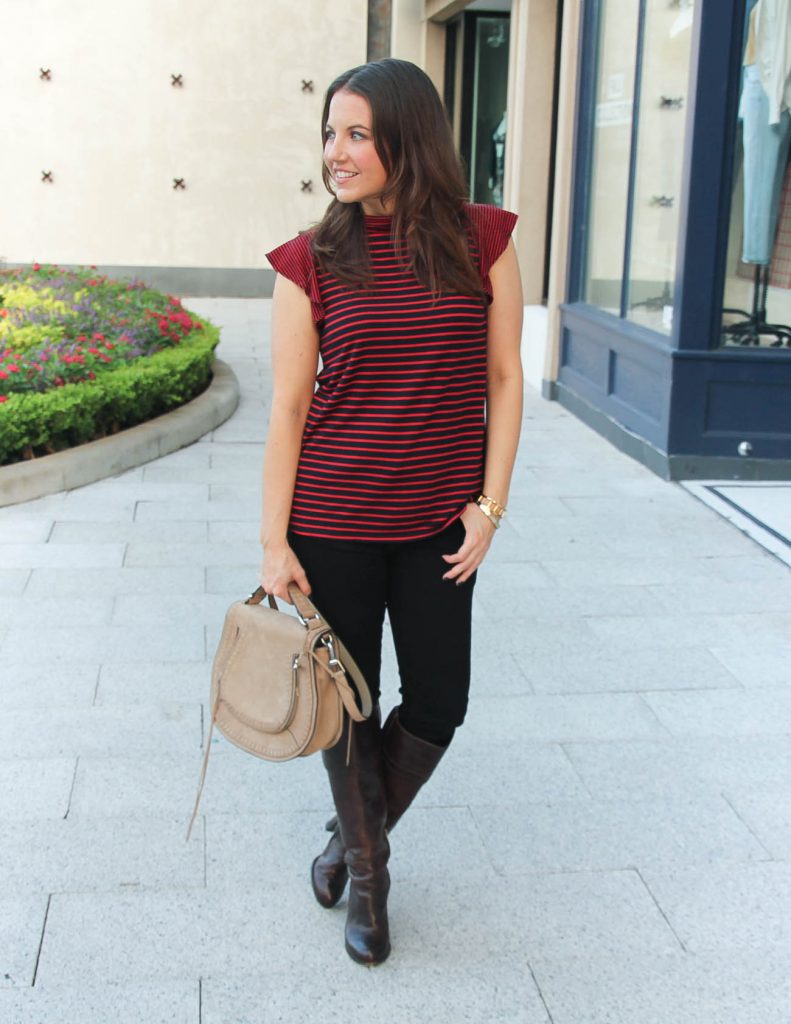 Casual Fall Outfit for Warm Weather | Brown Boots | Lady in Violet Fashion Blog
