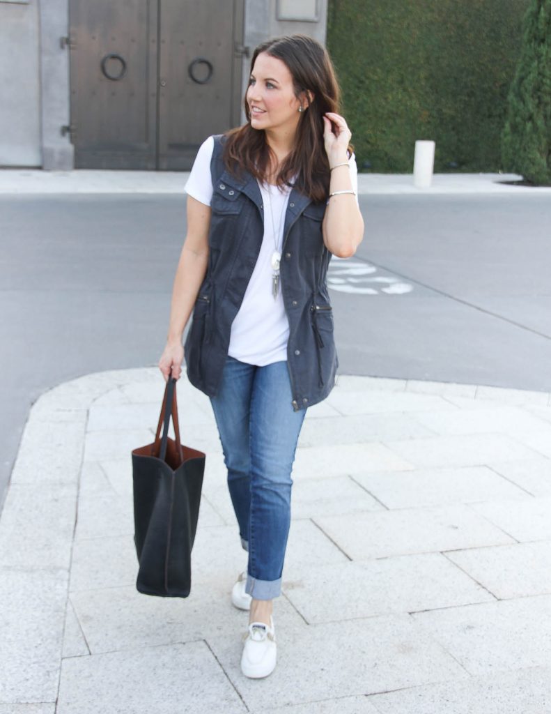 Weekend Outfit | Utility Vest | Cuffed Jeans | Houston Fashion Blogger Lady in Violet