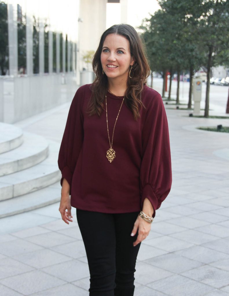 Holiday Party Sweater | Gold Filigree Necklace | Fall Outfit | Lady in Violet Fashion Blog