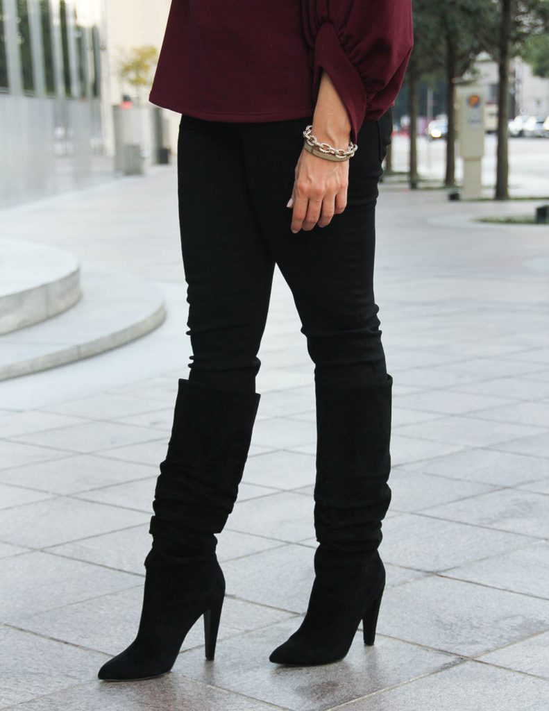 Fall Outfit | Black Slouchy Boots | Hudson Jeans | Houston Fashion Blogger Lady in Violet