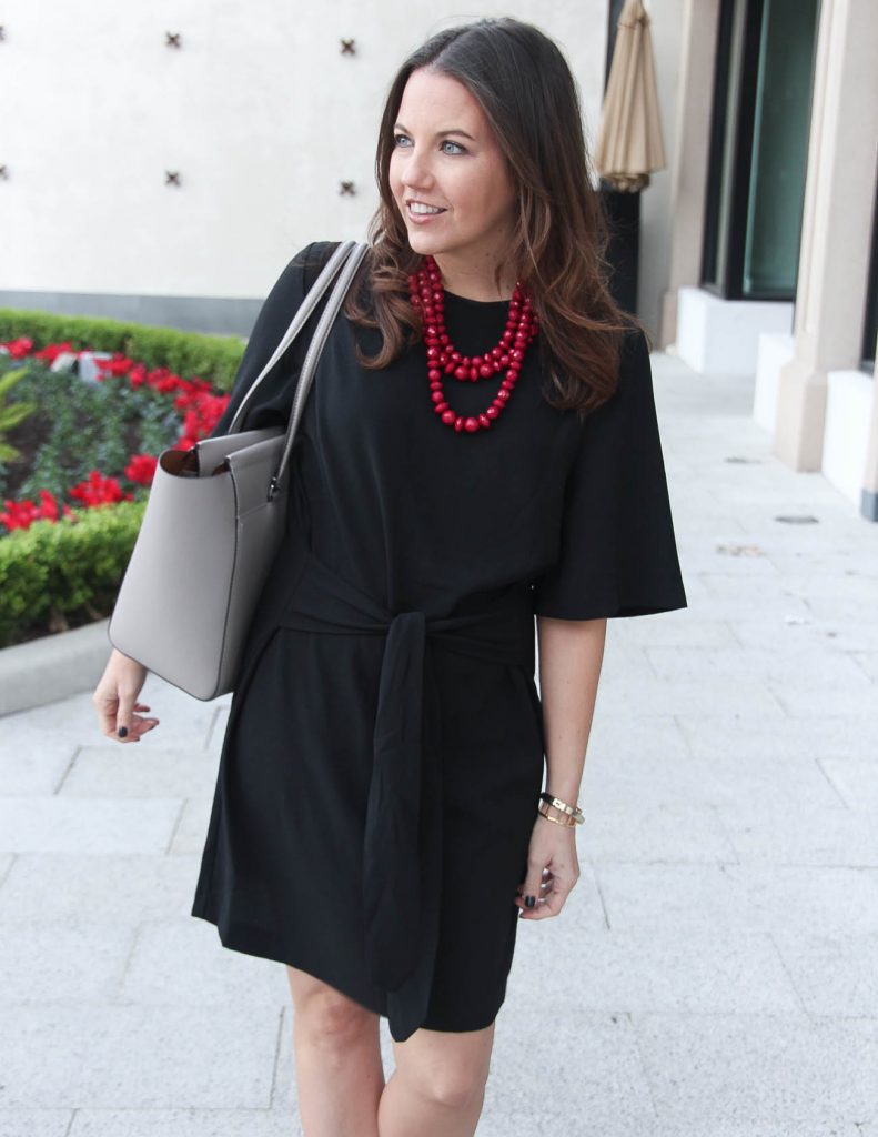 Black Work Dress | Burgundy Beaded Necklace | Fall Outfit | Houston Fashion Blogger Lady in Violet