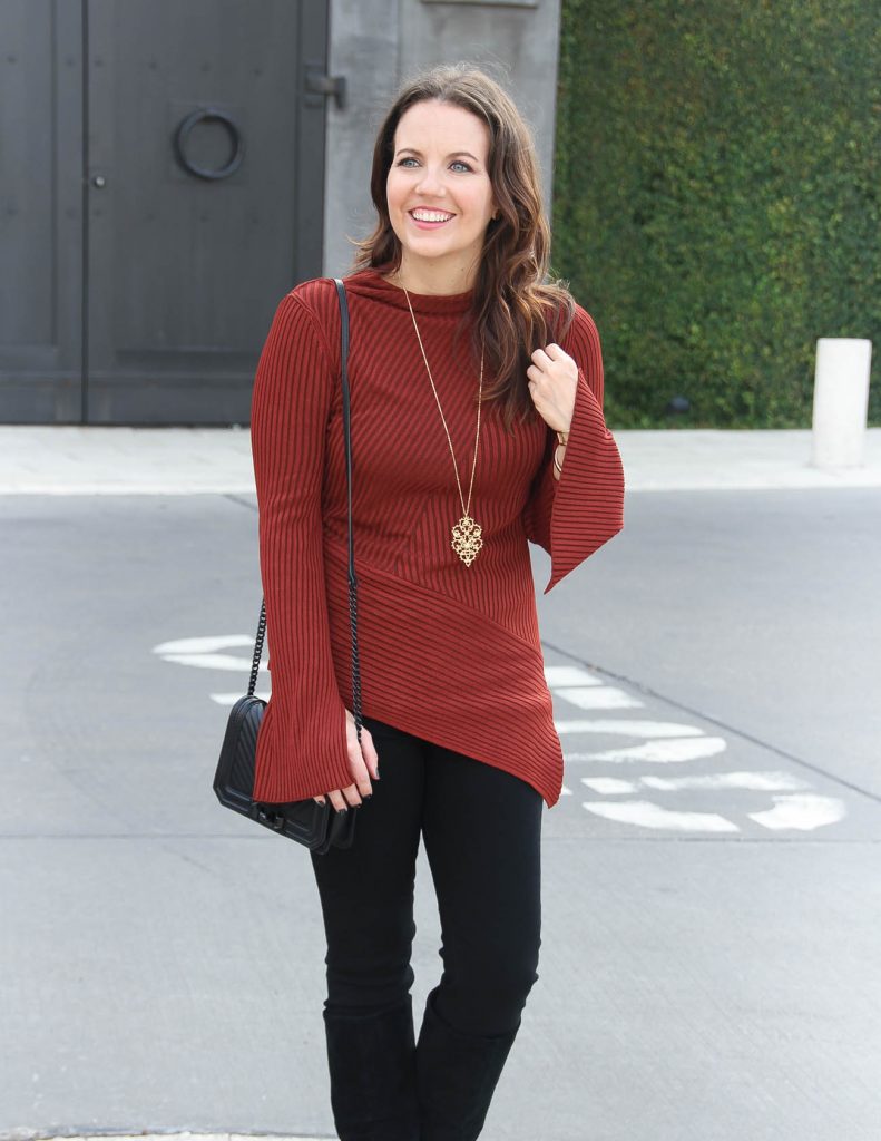 burnt orange sweater outfit