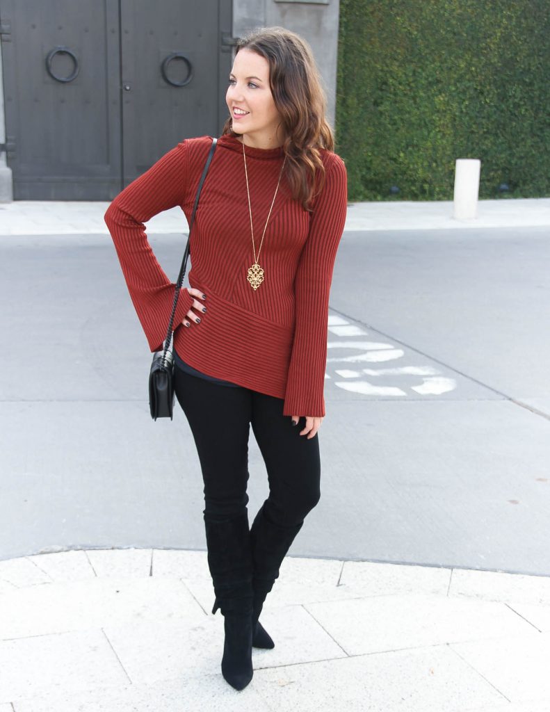 Winter Outfit | Topshop Ribbed Sweater | Black Skinny Jeans | Houston Fashion Blogger Lady in Violet
