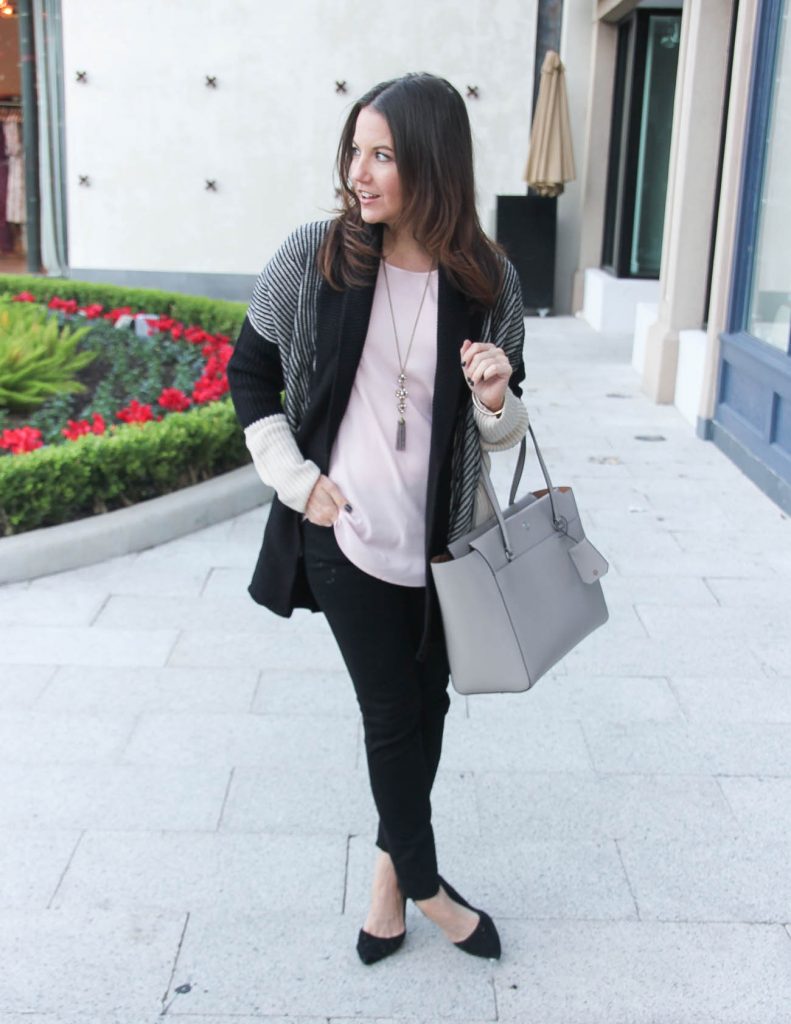 Winter Outfit | Striped Cardigan | Black Skinny Jeans | Houston Fashion Blogger Lady in Violet